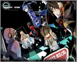 Anime characters group black background 12 - sign free wallpaper