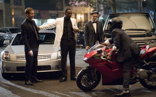 Men motorcycle street night car - movie scene free wallpaper
