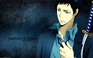 Man holding sword rain tranquility - his hand in free wallpaper