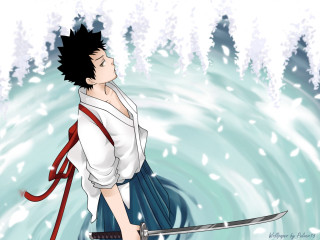 Man sword water snow trees - the ground and trees free wallpaper