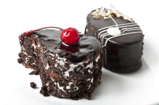 Cake chocolate cake plate cherry - a plate free wallpaper