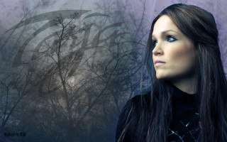 Gothic forest woman blackhair blueeyes - a black shirt free wallpaper for desktop