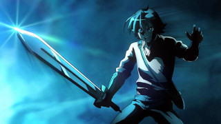 Man holding giant sword blue - armin hansen free wallpaper