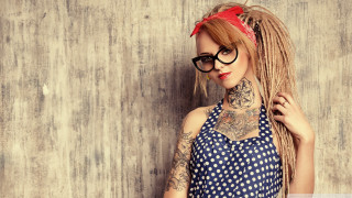 Woman tattoo glasses polka dot - tattoo free wallpaper