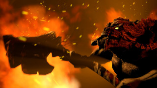 Demonic creature sword fire flames - a demonic looking creature free wallpaper