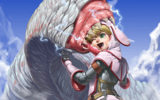 Cartoon angel wings blonde armor - a cloudy background free wallpaper