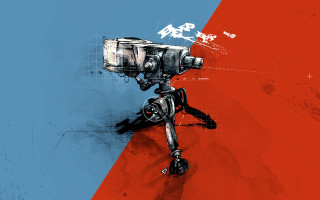 Camera tripod red blue background 2 - a tripod free wallpaper