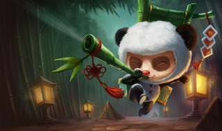 Panda holding green plant forest - the tree behind free wallpaper