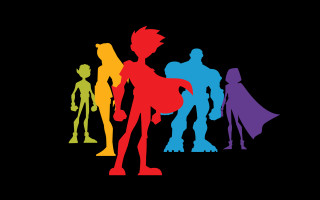 Superhero alien silhouettes group black - a black background free wallpaper for desktop