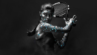 Woman blue paint tennis racket - a tennis racket free wallpaper for desktop