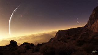 Distant planet aurora moon galaxy - a distant planet free wallpaper