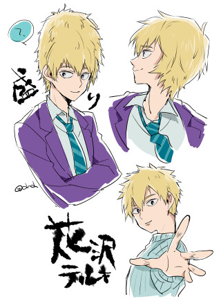Blonde man with tie drawing - a manga drawing free wallpaper for mobile