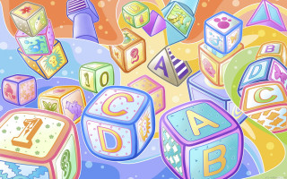 Colorful blocks numbers table bubbles - a painting of a bunch free wallpaper