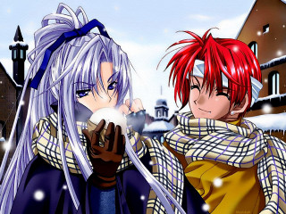 Anime characters snow together winter - the snow together free wallpaper for desktop