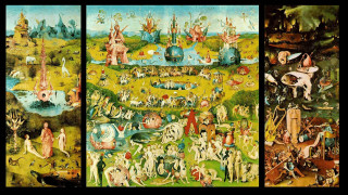 People field flowers trees animals - neoprimitivism free wallpaper