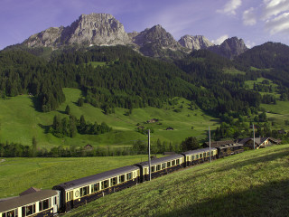 Train countryside mountain forest lush - a train traveling free wallpaper for desktop