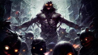 Demonic men forest glowing eyes - a dark forest free wallpaper