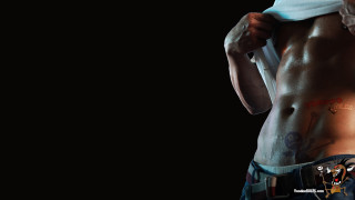 Man towel posing shirt open - his neck and chest free wallpaper