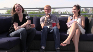 Three people couch microphone woman - chris ware free wallpaper