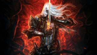 Man armor sword flame background 3 - a man in armor holding free wallpaper