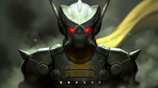 Robot red eyes helmet stylized - a yellow tail free wallpaper for desktop