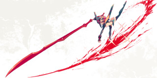 Red white sword blood person - side and a person free wallpaper