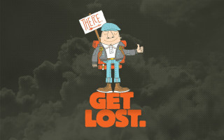 Cartoon character sign get lost - josan gonzale and dan mumford free wallpaper