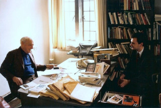 Two men sitting desk books - symbolist free wallpaper for desktop