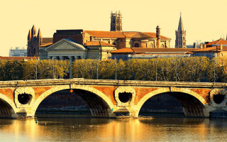 Bridge river city church background - correggio free wallpaper