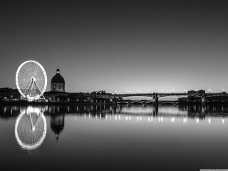 Ferris wheel lake bridge city - a ferris wheel free wallpaper for desktop