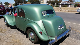 Green car red car person - the side of the road next free wallpaper