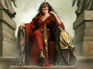 Woman red dress throne sword - a throne free wallpaper