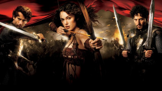 Group people swords red flag - epic fantasy free wallpaper