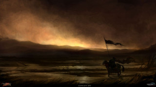 Man horse flag storm sky - a painting of a man free wallpaper