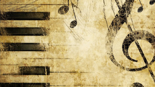 Grungy piano musical notes trebles 5 - musical free wallpaper for desktop