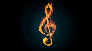 Fire musical note black background - a black background photo free wallpaper