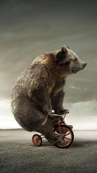 Bear riding tricycle cloudy sky - a cloudy day free wallpaper for mobile