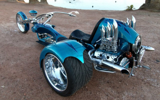 Blue motorcycle engine seat sidecar - the back of its free wallpaper