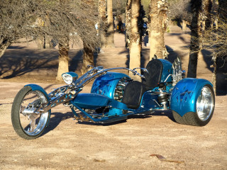 Blue motorcycle sidecar park dirt - airbrush free wallpaper