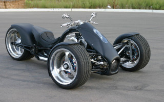 Black motorcycle sidecar parking lot - the background and a building in the background free wallpaper