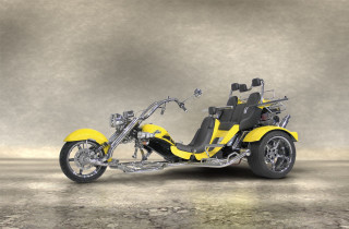 Yellow motorcycle sidecar gray background - a yellow motorcycle free wallpaper