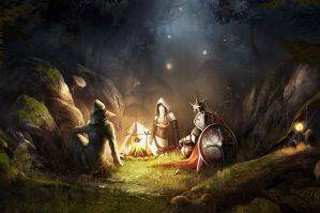 Group fire woods night lights - fantasy artwork free wallpaper