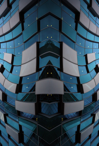 Large building mirror clock side - symmetric free wallpaper for mobile