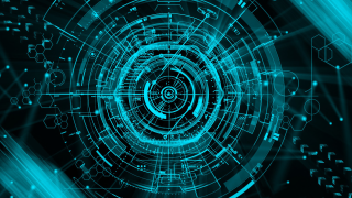 Blue abstract background circular design 5 - line and dots free wallpaper for desktop