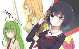 Anime girls green hair swords - a sword and a sword free wallpaper