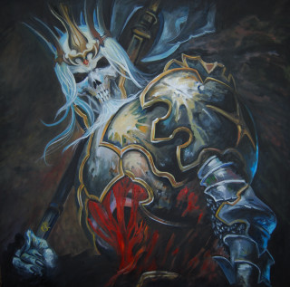 Knight skull sword painting artwork - dark fantasy art free wallpaper for tablet