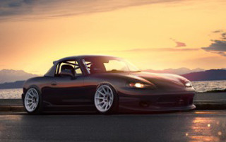 Car parked water sunset dawn - the sun setting free wallpaper for desktop