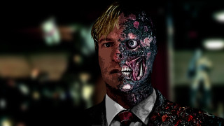 Creepy man tie dark room - free cyberpunk wallpaper