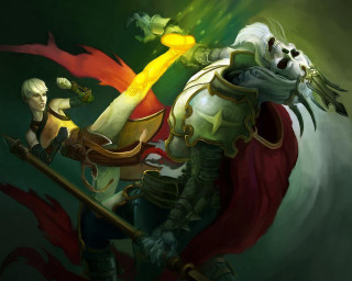 Fantasy armor sword cat green - a yellow light free wallpaper