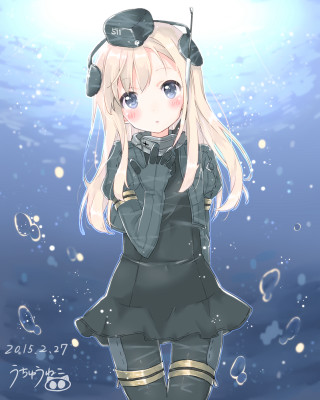 Girl black dress headphones water - bubble free wallpaper for mobile